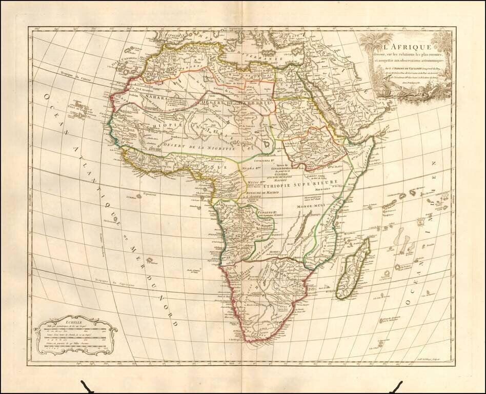 L'Afrique dressee, sur les relations les plus recentes, et assujettie aux observations astronomiques . . . 1756