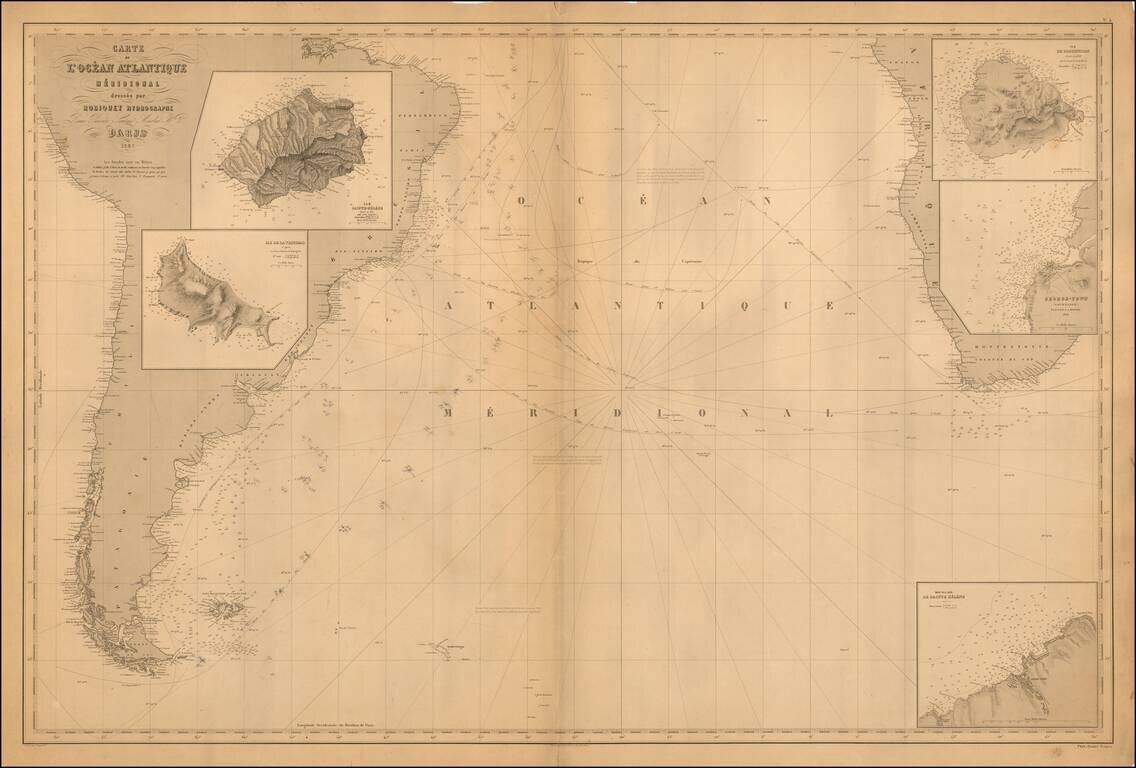 Carte de L'Ocean Atlantique Meridional dressee par Robiquet Hydrographe . . .1868