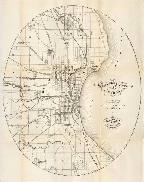 Milwaukee City and Environs Engraved expressly to accompany the City Directory for 1858 & 9. [with:] Milwaukee City Directory. 1858-9.