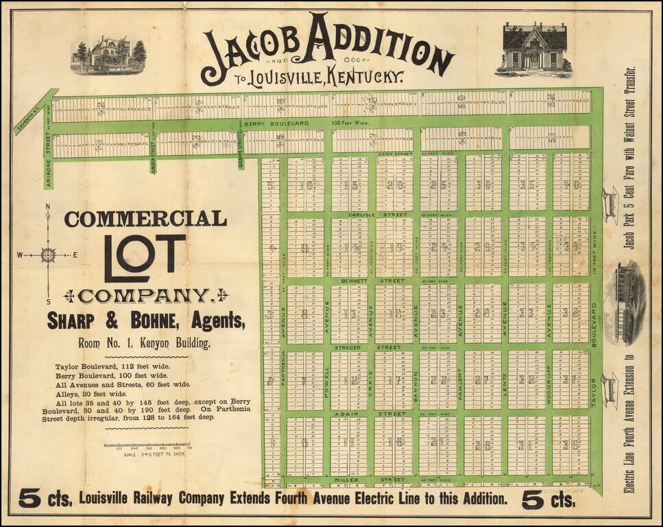 Jacob Addition to Louisville.  Commercial Lot Company, Sharp & Bohne Agents.