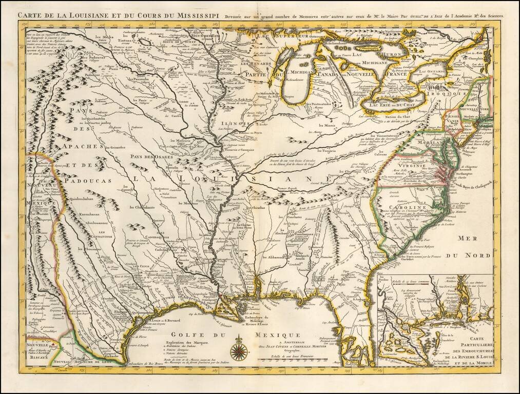 Carte De La Louisiane et du Cours du Mississipi   Dressee sur un grand nombre de Memoirs entr' autres sur ceux de Mr. Le Maire . . .