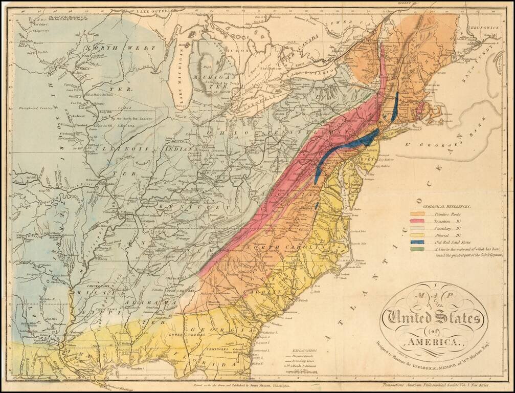 Map of the United States of America.  Designed to illustrate the Geological Memoir of Wm. Maclure Esq.