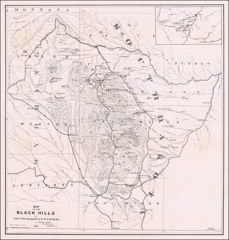 Map of the Black Hills of South Dakota and Wyoming (with pamphlet)