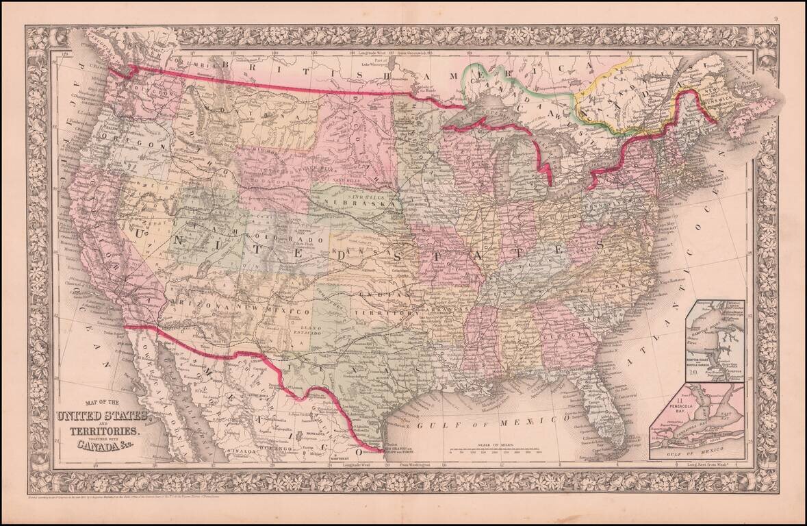 Map of the United States And Territories, Together with Canada &c.  (Wyoming Territory delineated, but 