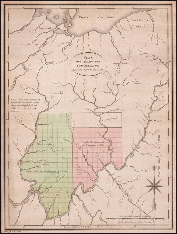 [Early Ohio River Promotional Map]  Plan Des Achats Des Compagnies de L'Ohio et du Scioto