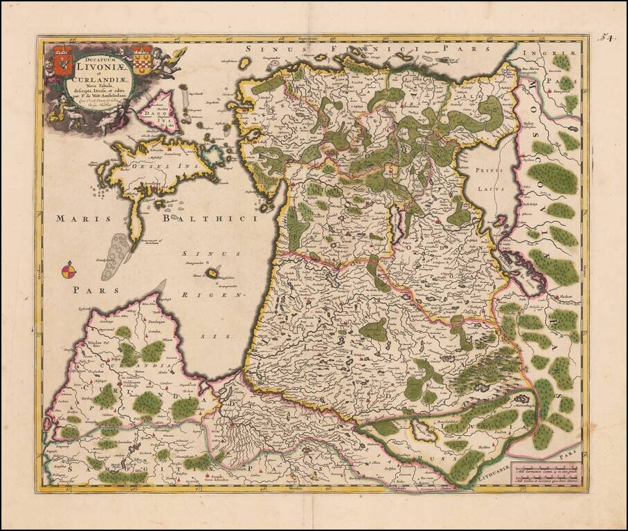 Ducatuum Livoniae, et Curlandiae, Nova Tabula, descripta, Divisa, et edita . . .