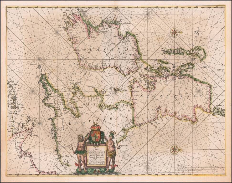 Pascaart vant Canaal Tusschen Engelant en Vrancryck, alsmede geheel jerlant en Schotlant . . .