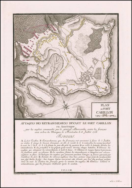 Plan Du Fort Carillon . . . 1758 [French & Indian War Battle Plan--Fort Carillon/Ticonderoga]