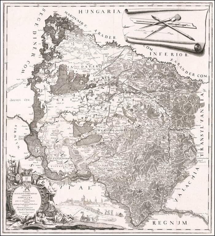 Tabula Bannatus Temesiensis a Geometris S.S.M.M.I.I. et .R.A. confecta; quam in minorem formam deucit gradusque logitudinis, et latitudinis adecit Franciscus Griselini Anno R.S. MDCCLXXVI