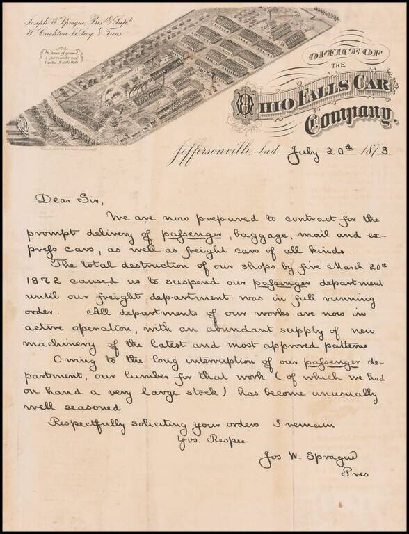 [Map Letterhead]  Office of the Ohio Falls Car Company.  Jeffersonville, Ind. . . .