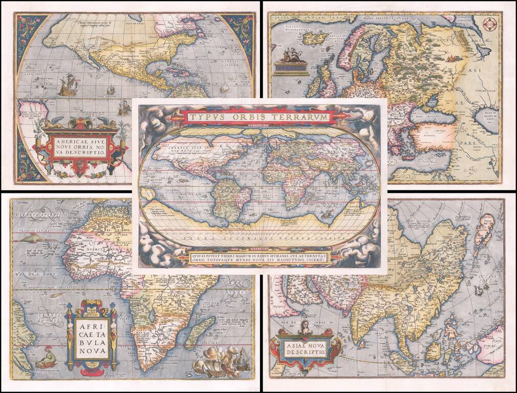 (World & Continents) Typus Orbis Terrarum / Americae Sive Novi Orbis Nova Descriptio / Asiae Nova Descriptio / Africae Tabula Nova / Europae