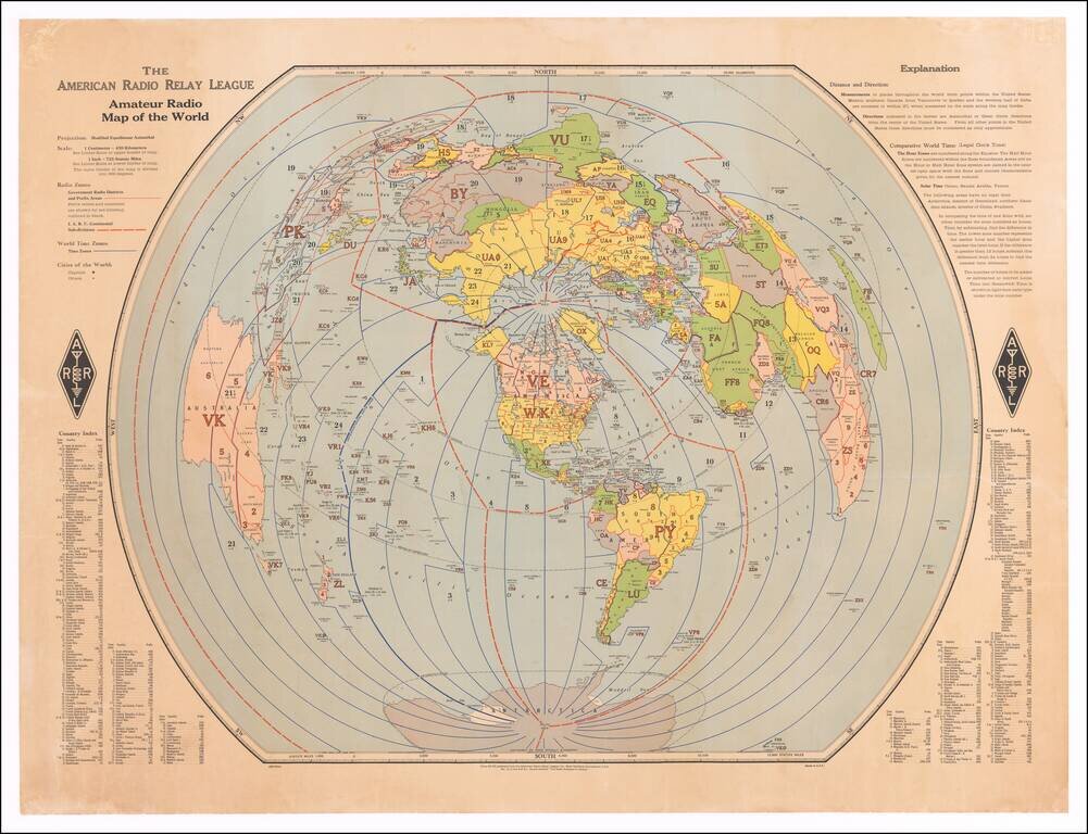 The American Radio Relay League Amateur Radio Map of the World