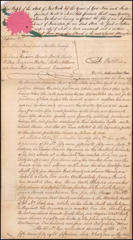 [Mohawk River, New York] (Two manuscript maps of Cosbys Manor, Mohawk River, with other documents related to the same.)