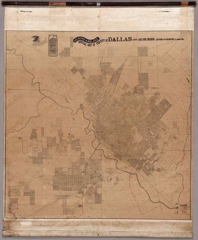 Murphy & Bolanz Official Map of the City of Dallas and Suburbs.  Revised and Corrected To January 1911.