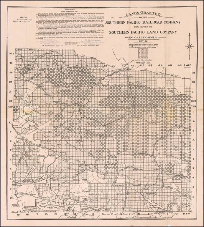 Lands Granted To The Southern Pacific Railroad Company Now Owned By Southern Pacific Land Company In California Sheet 3A . . . 1920