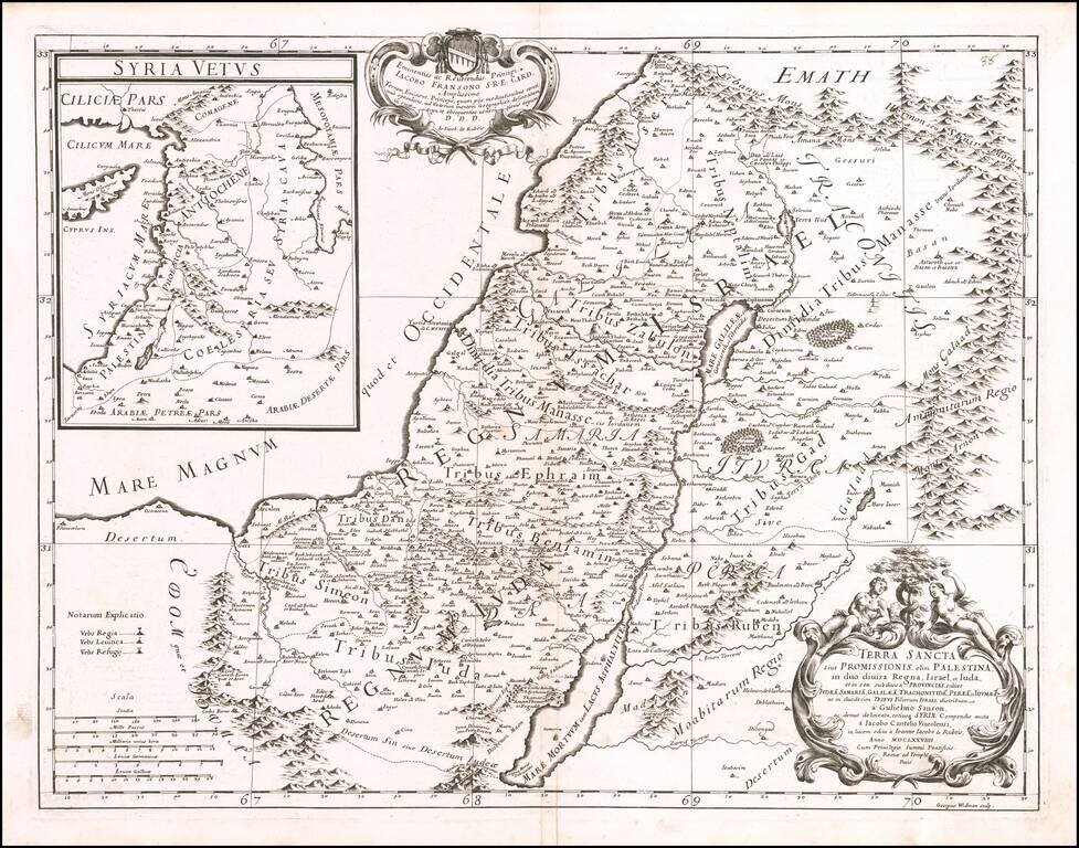 Terra Sancta sive Promissionis, olim Palestina, in duo divisa Regna, Israel, et Iuda, et in sex subdvisa Provincias . . . MDCLXXVIIII . . .