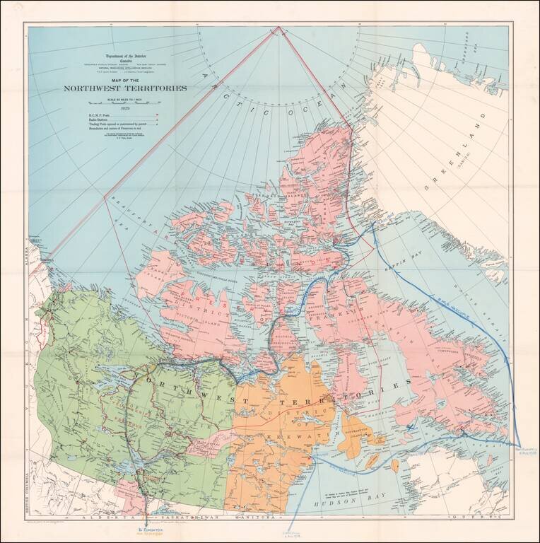 [Route of the 1938 Westward Northwest Passage Cover]  Map of the Northwest Territories 1929
