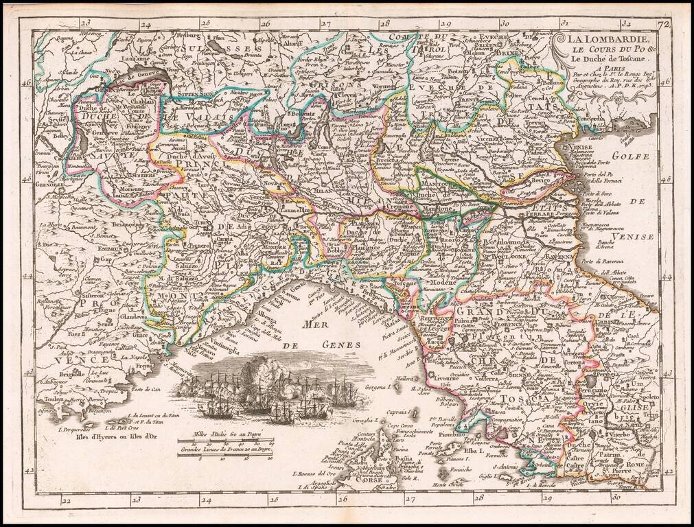 La Lombardie Le Curs Du Po &c. Le Duche de Toscane . . . 1743