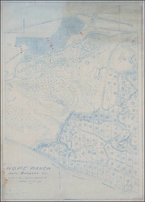 Hope Ranch Santa Barbara - Cal. . . . A.W. Dozier Surveyor. -1913-