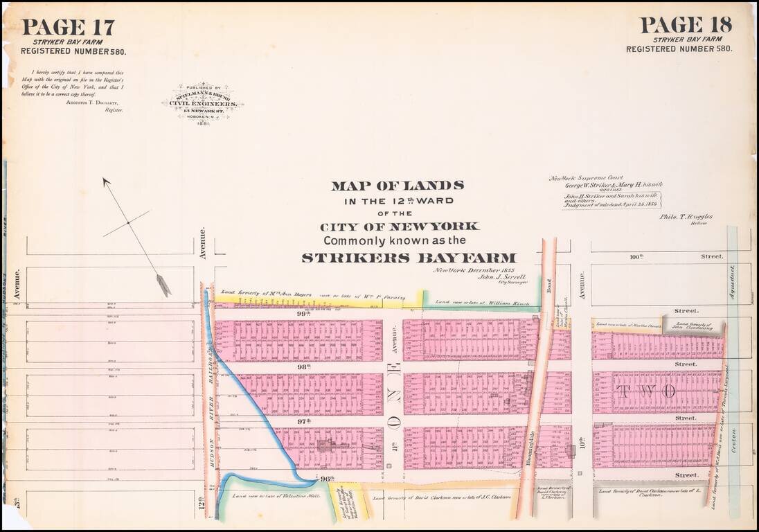 Map of Lands in the 12th Ward of the City of New York Commonly known as the Strikers Bay Farm.