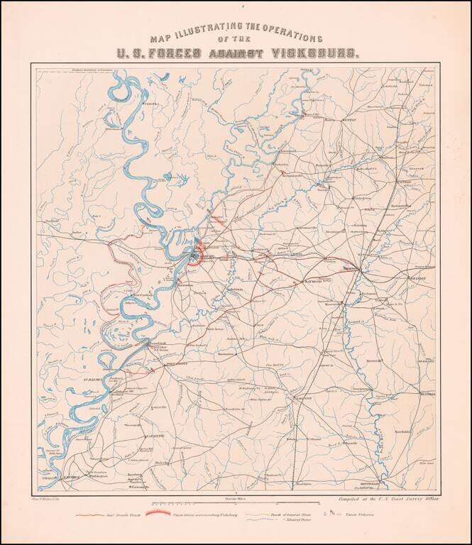 Map Illustrating The Operations of the U.S. Forces Against Vicksburg.