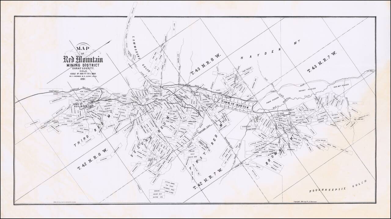 Map of Red Mountain Mining District  Ouray County, Colo.. . . 1891