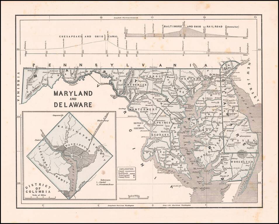 Maryland and Delaware [with Inset of the District of Columbia]