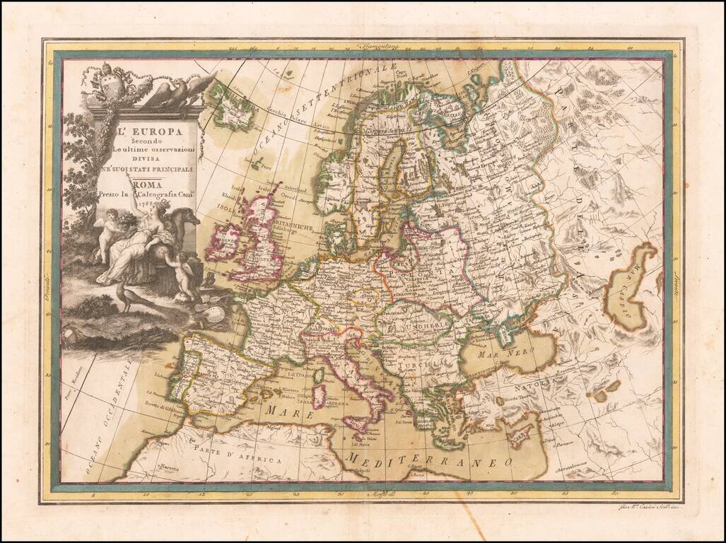 L'Europa Secondo Le ultime osservazioni Divisa Ne' Suoi Stati Principali . . . 1788