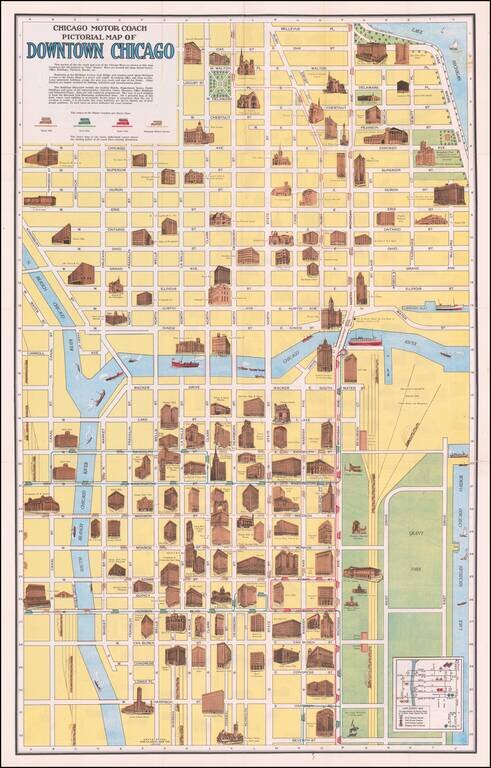 Chicago Motor Coach Pictorial Map of Downtown Chicago