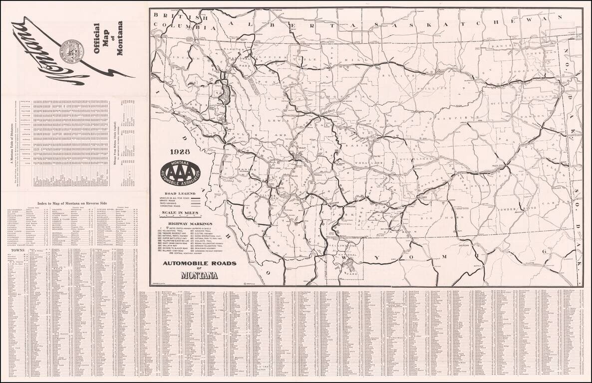 Official Map of Montana Revised May 1, 1928