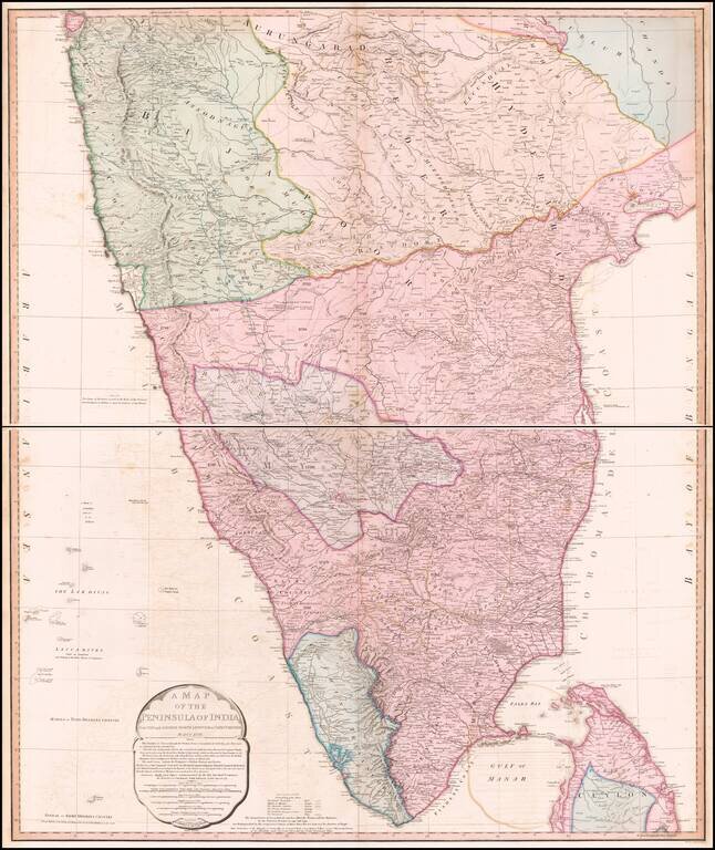 A Map of the Peninsula of India from the 19th Degree North Latitude to Cape Comorin, MDCCXCII