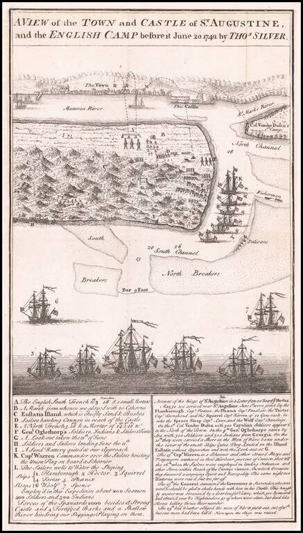 A View of the Town and Castle of St. Augustine, and the English Camp before it June 20, 1740. by Thos Silver.