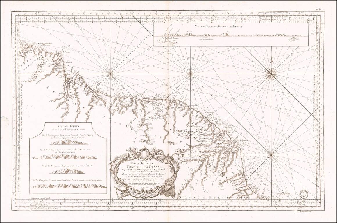 Carte Reduite des Costes de la Guyane Depuis la Riviere d'Orenoque jusqu'au CAp de Nord, a l'Entree de la Riviere des Amazones . . . M DCC LX