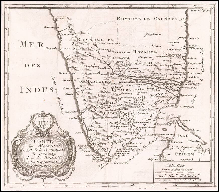 Carte des Missions de P.P. de la Compagnie de Jesua dan la Madure et les Royaumes Circonvoisins.