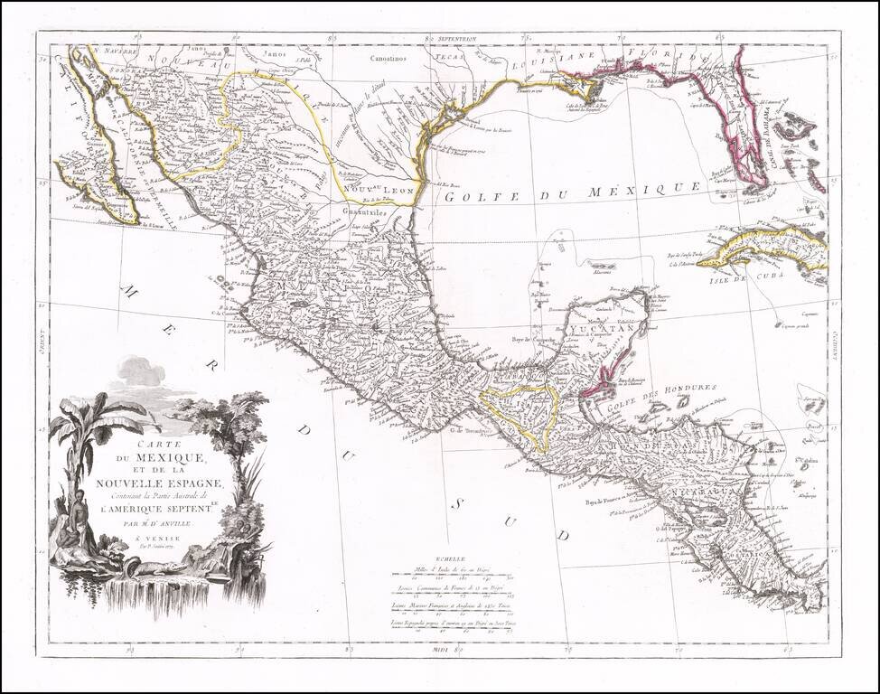 Carte du Mexique et de la Nouvelle Espagne Contenant Le Partie Australe de L'Amerique Septentle. . . . 1779