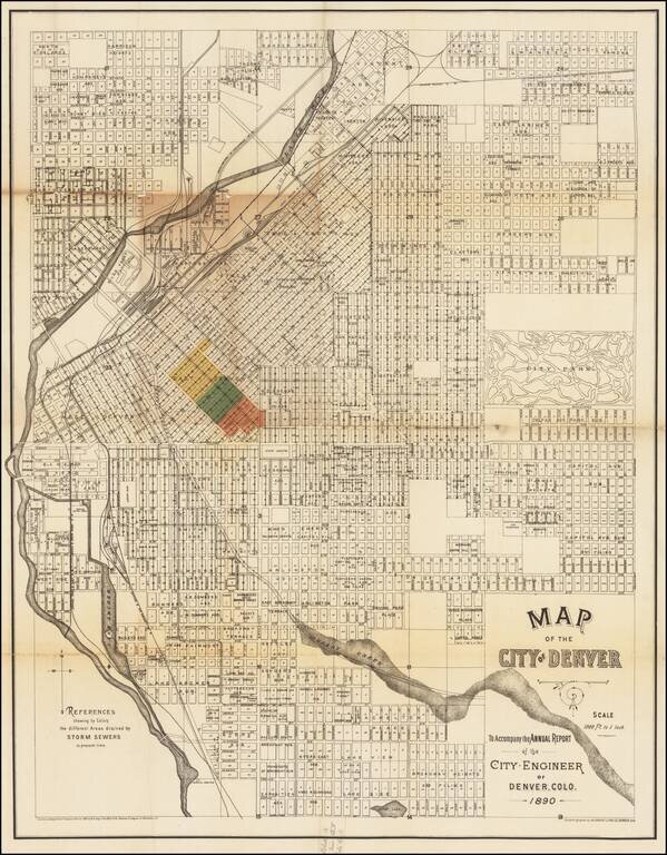 Map of the City of Denver -- To Accompany the Annual Report of the City Engineer of Denver, Colo.  1890