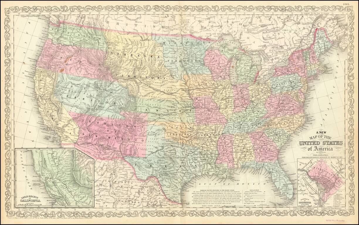 A New Map of the United States of America By J.H. Young . . . 1857