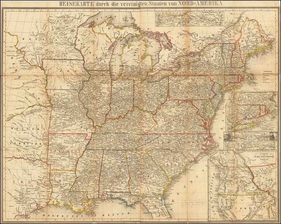 Reisekarte durch die vereinigten Staaten von Nord=Amerika