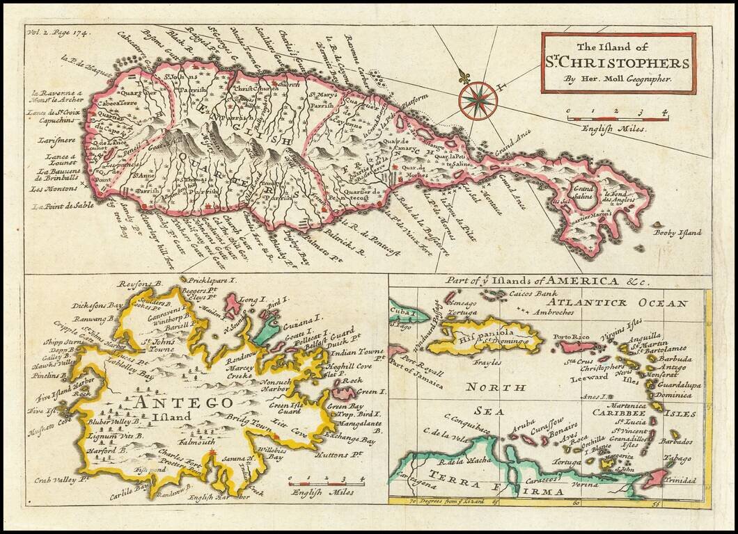 The Island of St. Christopher [and Antigua] [and] Part of ye Islands of America &c.
