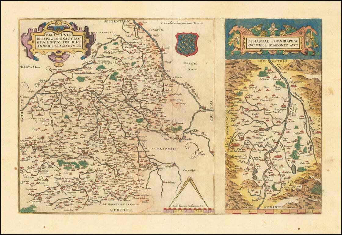 Regionis Biturigum Exactiss:  Descriptio Per D. Ioannem Calamaeum [with]  Limaniae Topographia Gabriele Symeoneo Auct.