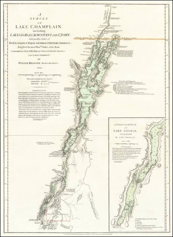 A Survey of Lake Champlain, including Lake George, Crown Point and St. John, Surveyed by Order of His Excellency, Major General Sr. Jeffery Amherst . . . 1762.