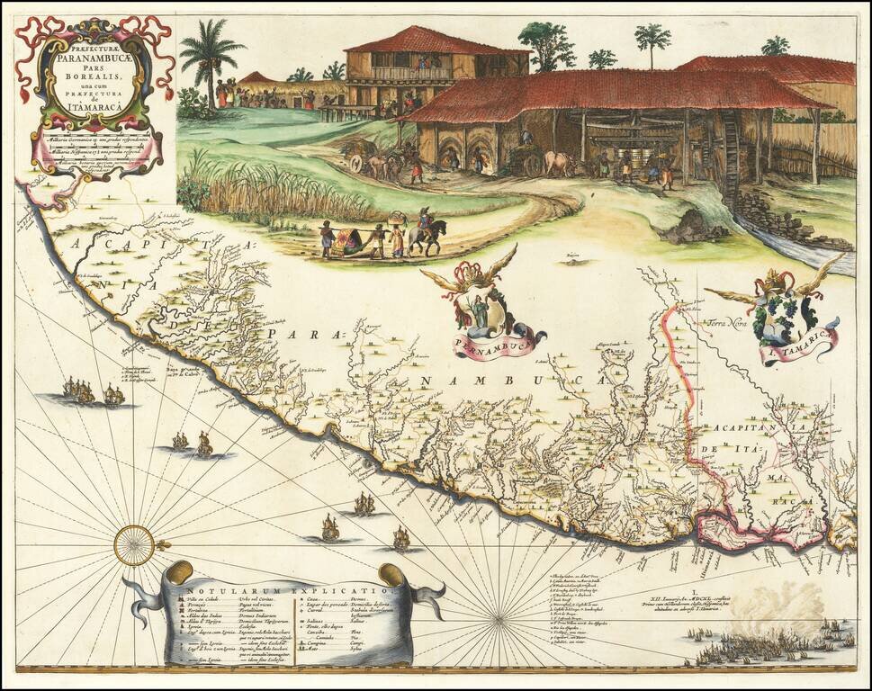 [Barlaeus / Blaeu Maps of the Coast of Brazil]  Praefecturae Paranambucae Pars Borealis una cum Praefectura de Itamaraca [and] Praefecturae De Paraiba, et Rio Grande [and]  Praefecturae Paranambucae pars Meridionalis