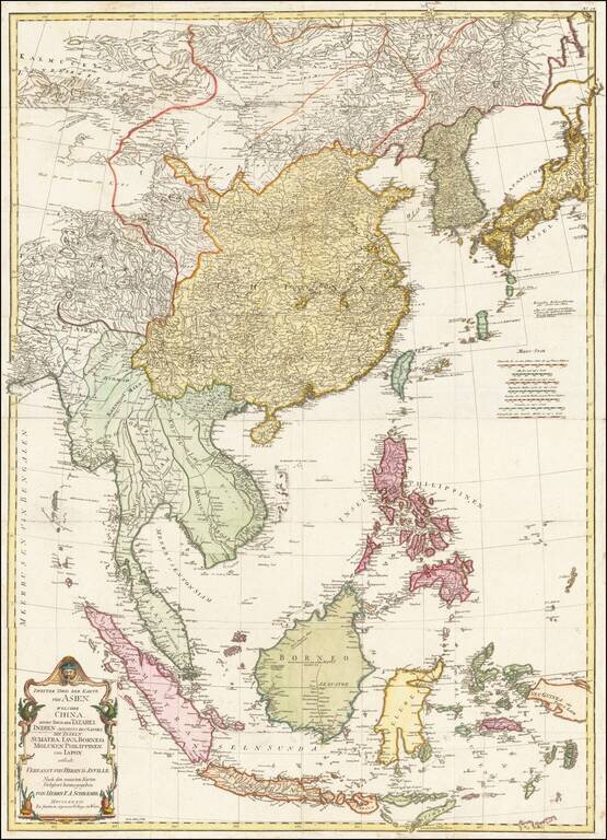 Zweiter Theil der Karte von Asien, welcher China, Einen Theil der Tartarei, Indien Jenseits des Ganges, die Inseln Sumatra, Iava, Borneo, Moluken, Philippinen, und Iapon enthaelt. . .  MDCCLXXXVI
