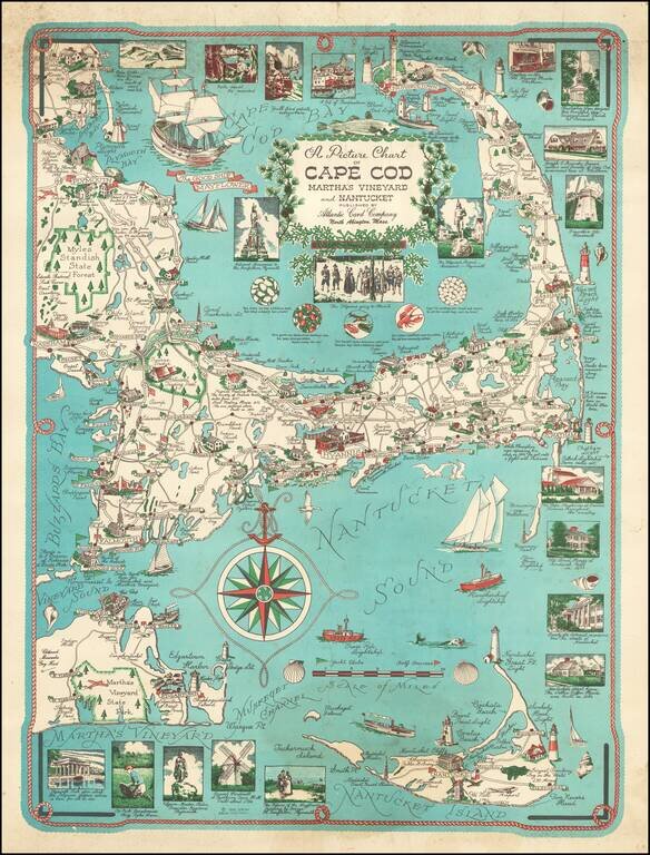 A Picture Chart of Cape Cod Marthas Vineyard and Nantucket . . .