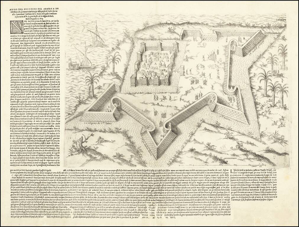 [Christian Conquest and Fortification of Djerba in 1560]  Aviso Del Successo Del Arm'ata De Christiani che si truova in Barberia, & della presa del Gerbi diretta al. S. Comendator Cambiano dal S. Paulo de la gesia Comedator; et secretario del R.S. gran Ma