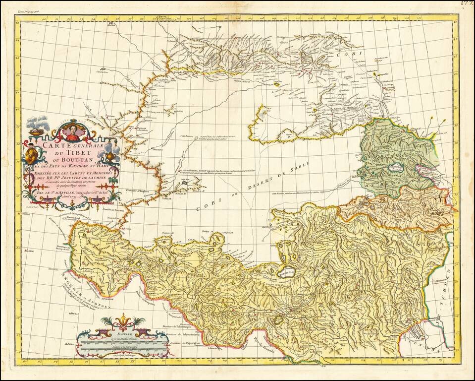 Carte Generale Du Tibet ou Bout-Tan Et Des Pays De Kashgar Et Hami Dressee Sur Les Cartes Et Memoires Des RR PP Jesuits De La Chine . . .