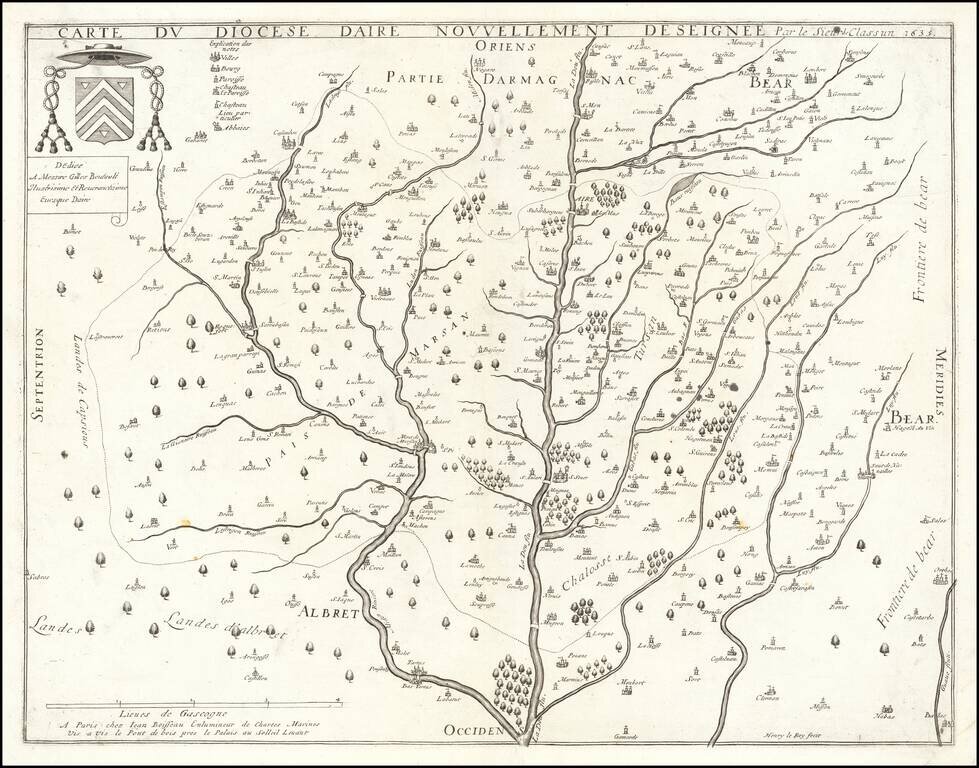 Carte du Diocese D'Aire Nouvellement Deseignee Par le Sieur de Classun 1635