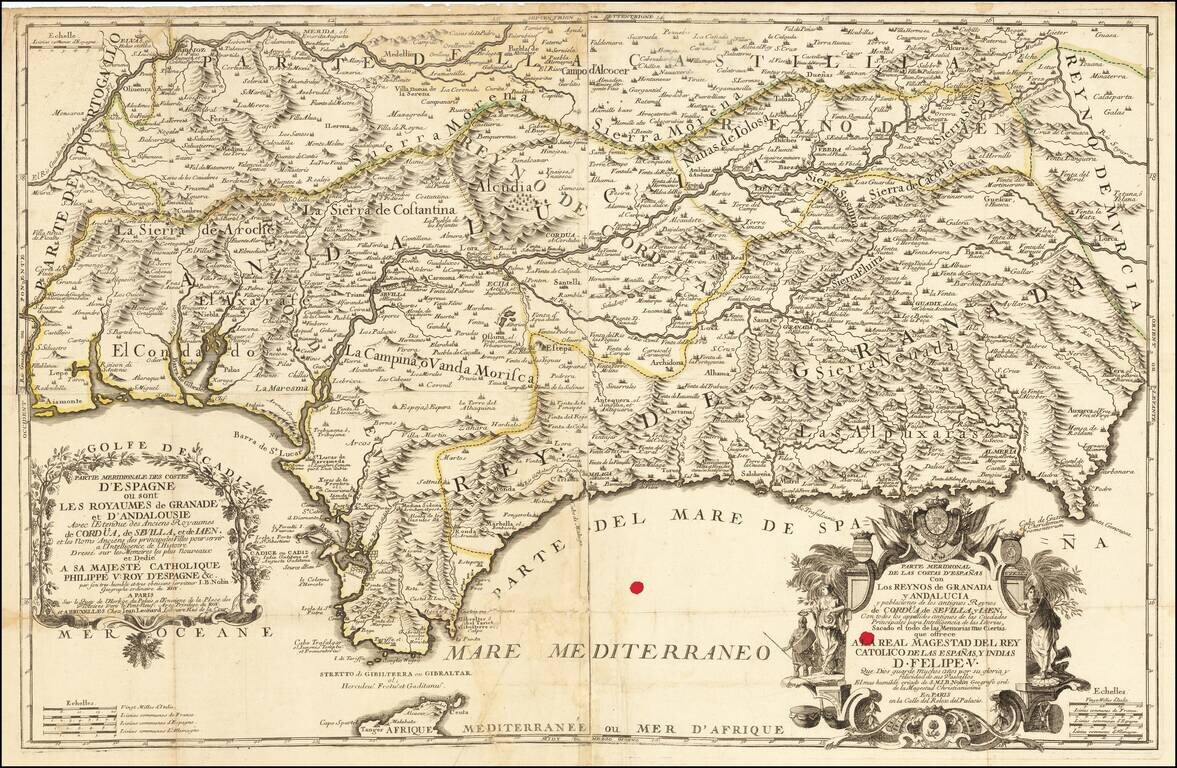 Partie Meridionale Des Costes D'Espagne ou sont Les Royaumes de Granade et D'Andalousie Avec l'Etendue des Ancien Royaumes de Cordua, de Sevilla, et de Iaen . . .