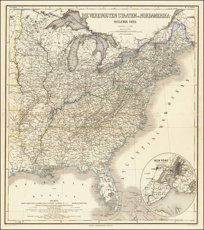 Die Vereinigten Staaten von Nord Amerika (Ostlicher Theil)  [New York City Inset]
