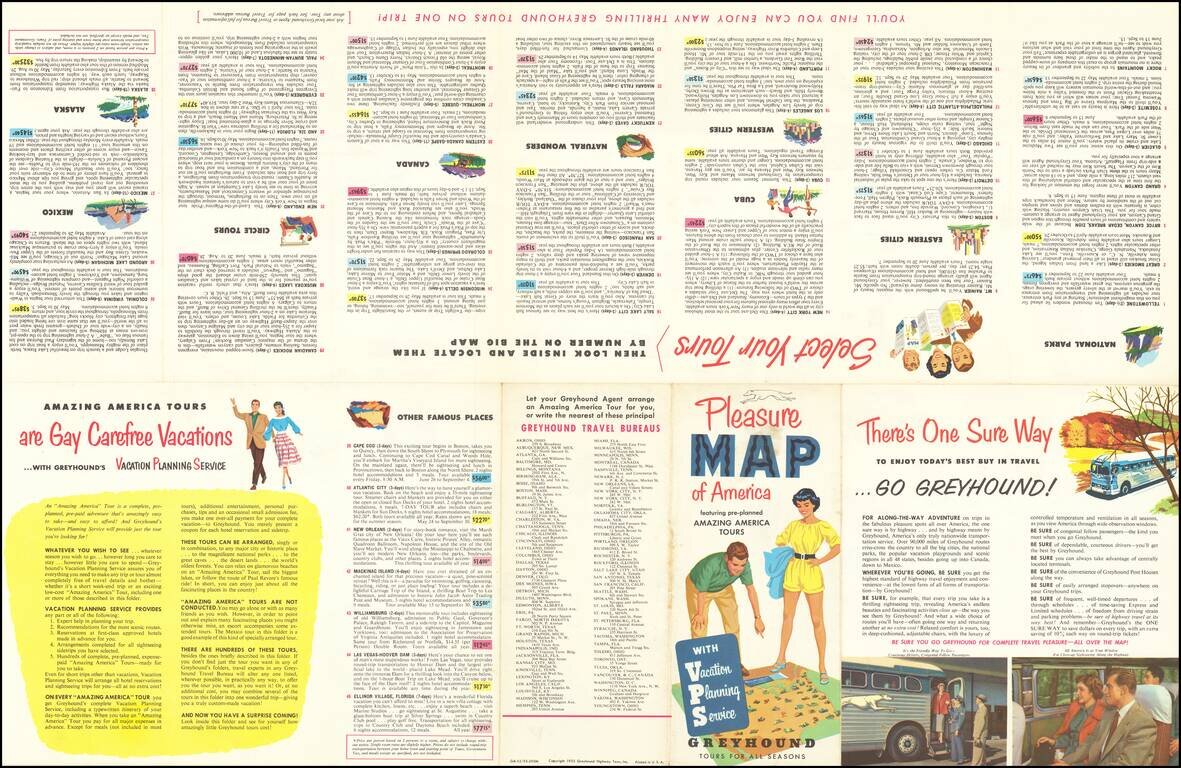 Pleasure Map of America Featuring Pre-Planned Vacations by Greyhound